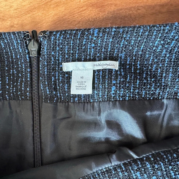 Halogen Blue and Black Pleated Tweed Skater Skirt size 16 - Picture 4 of 4